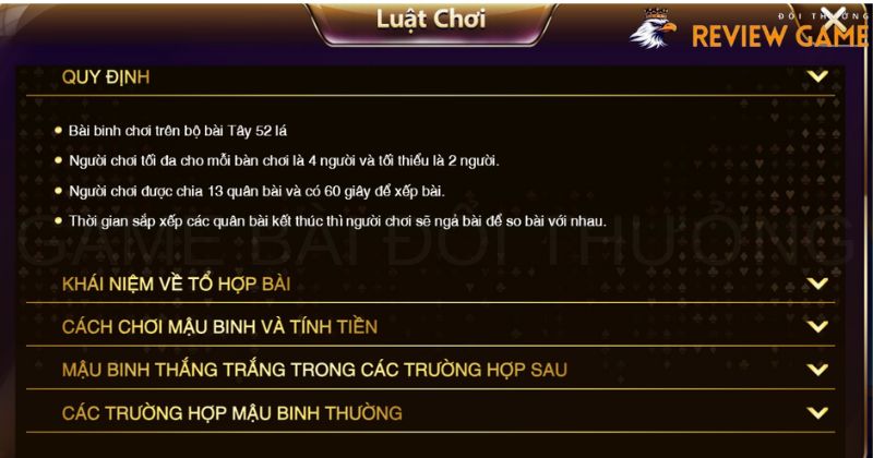 Mậu binh Sunwin với luật chơi cụ thể nhất